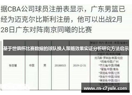 基于世俱杯比赛数据的球队换人策略效果实证分析研究方法启示