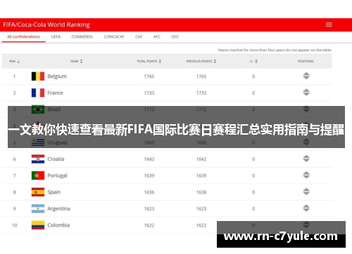 一文教你快速查看最新FIFA国际比赛日赛程汇总实用指南与提醒 一文教你快速查看最新FIFA国际比赛日赛程汇总实用指南与提醒